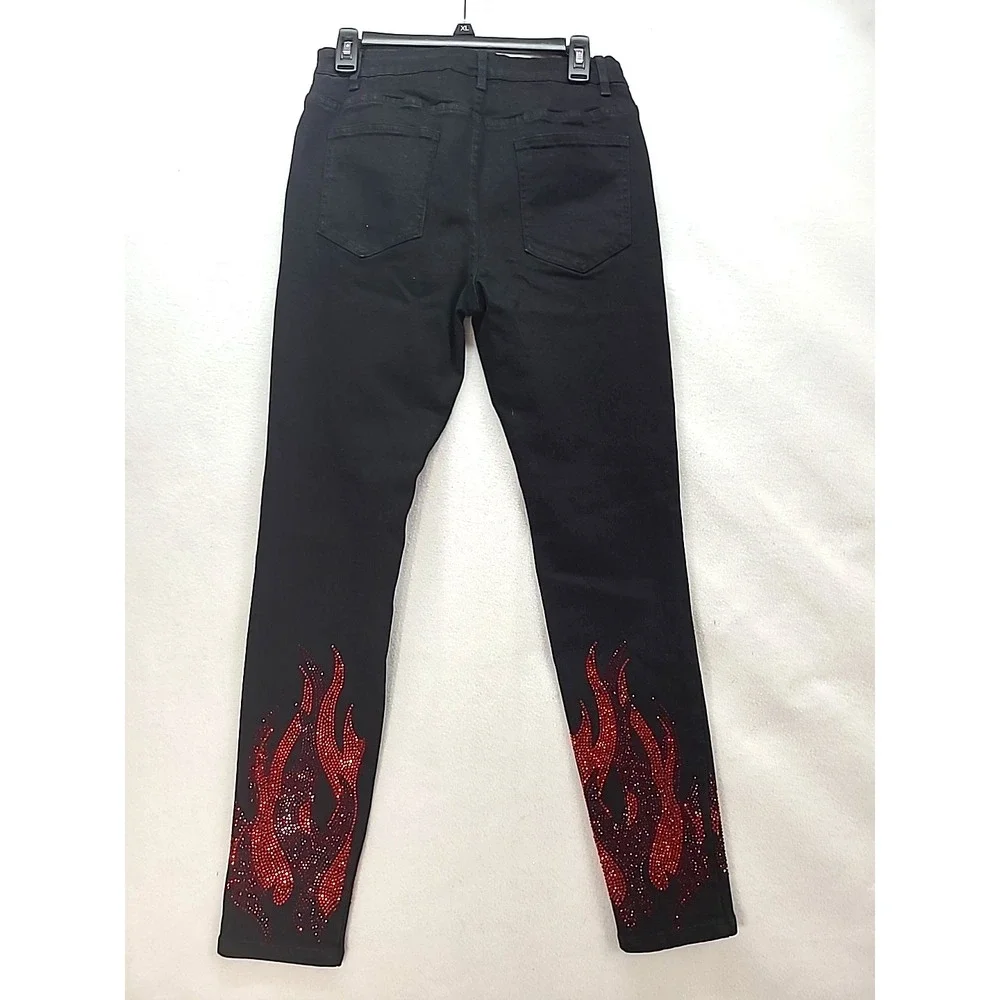 GVAPI Overseaz Drip Jeans Mens 30‎ Flame Rhinestone Distressed Limited Edition